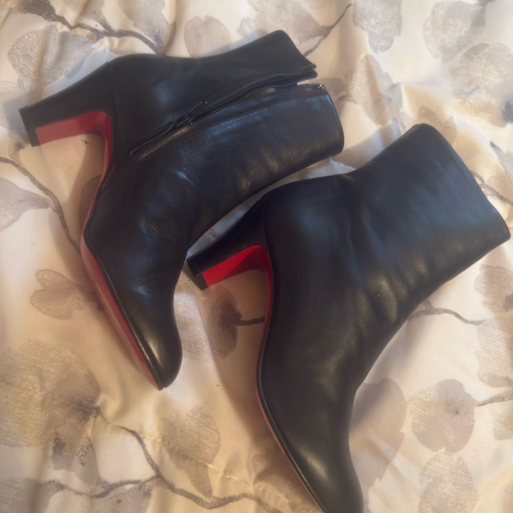Christian Louboutin NEW WITHOUT TAGS Black and Red Ankle Boots